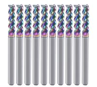 Fresa cuadrada de carburo de para aplicaciones de cobre de aluminio 3 flautas diámetro de corte de 3.175mm vástago de 3.175mm revestimiento DLC puntas de fresado CNC 10 unidades (3.175x3.175x12mm)