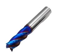 Fresa de carburo tungsteno 4 flautas con recubrimiento nano azul HRC70, herramienta fresado CNC for mecanizado extremos planos, 1 unidad(8.0MMx150L)