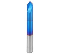 Fresa de Chaflán 90° 2 Flautas Broca de Carburo Cementado Recubrimiento Azul Fresado Biselado 6 x 50 mm Fresa CNC Acero Inoxidable Metal Duro Taladro Industrial Máquina Herramienta Corte Preciso