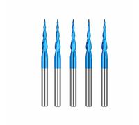 Fresa de punta de bola cónica, 5 uds., vástago de 1/8 ''(3.175mm), cortador de fresado de carburo superrevestido, juego de 5 uds., broca de grabado de Metal y madera(R0.5x15x3.175x38)