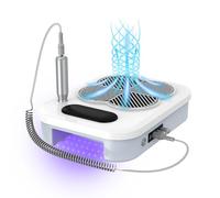 Fresa de uñas eléctrica con lámpara UV LED para uñas y extracción de polvo de uñas (engranaje continuo): aspiradora de uñas 3 en 1 para manicura, pedicura, pulir, lijadora de uñas de gel acrílico para