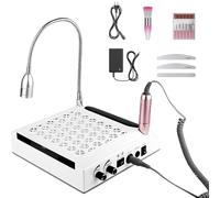 Fresa de uñas eléctrica profesional 4 en 1, kit de manicura y pedicura con aspiración de 80 W y filtro lavable - 30.000 RPM profesional cortaúñas con lámpara LED para pedicura y manicura