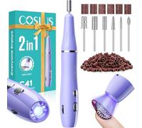 Fresa de uñas inalámbrica portátil con lámpara, color morado