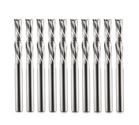 Fresa en espiral con 2 flautas Down Cut de 3.175mm de diámetro de corte, vástago de 17 mm longitud de corte de metal duro completo CNC, brocas para grabado en madera, 10 unidades