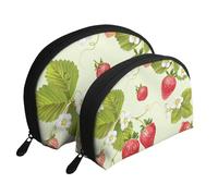 Fresa Encantadora, Bolsa de Maquillaje de Concha, Monedero pequeño para Mujer, Bolsa de artículos de tocador, Bolsa de cosméticos, 2 Piezas