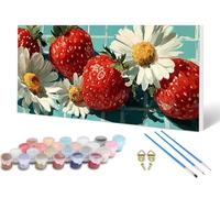 Fresa Pintar por Numeros Adultos, Pintar por Numeros Crisantemo Paint by Numbers Manualidades Adultos Principiante con 3 Pinceles y Pigmento Acrílico para Decoracion Hogar Pared 100x300cm -lsy2506DT