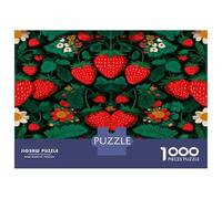 Fresa Puzzles Desafío Juguetes 1000 Piezas Asuntos Florales Entre Las Bayas Juego De Rompecabezas Juego Familiar para Adultos Y Niños A Partir De 12 Años 38x26cm/1000pcs