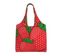 Fresa roja,Bolsas de mano reutilizables, bolsas de supermercado, bolso de hombro de lona de gran capacidad