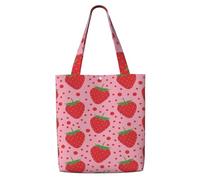 Fresa roja y lunares,Bolsas de supermercado reutilizables, bolsas de compras, bolsas de lona de gran capacidad, bolso de hombro