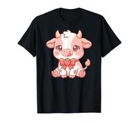 Fresa Vaca Kawaii Granja Animal Anime Diseño Lindo Camiseta gráfica económica, Hombre, Negro, L