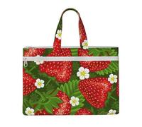 Fresa y flor,Bolsa de lona para documentos con cremallera, bolso de mano, maletín para la escuela y la oficina.