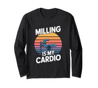 Fresado Es Mi Cardio Divertido Maquinista Retro Vaporwave Manga Larga