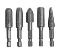 Fresado tratado térmicamente con un cuarto (6,35 mm) de alto carbono para limar de acero de 5 piezas de cambio rápido - Juego de escofina giratoria de vástago hexagonal para brocas de acero