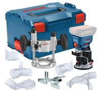 Bosch Professional 18V System fresad. corte bat. GFK 18V-8 (incl. guía paral., 2 adapt. asp. fres., prot. vir., pinza suj. 8 mm, llave, base inm. TE, 2 adapt. asp. base inm., L-BOXX, sin bat./carg.)
