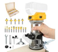 Fresadora compacta con batería para Dewalt 18/20 V, 800 W, sin escobillas, con 6 velocidades, 30.000 rpm, con 15 fresas de 1/4 pulgadas (sin batería)