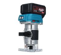 Fresadora compacta sin escobillas de 21 V para carpintería con baterías de 4,0 Ah, recortadora de madera portátil de 6 velocidades variables 10000-30000 RPM, base de metal de (Enchufe europeo y 2