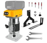 Fresadora con batería compatible con batería Dewalt de 20 V, 800 W, recortadora sin escobillas, router con 5 marchas, 30000 rpm, 5 unidades de 1/4 de cuello ranurado para carpintería, corte (sin
