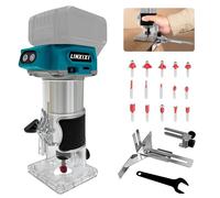 Fresadora con batería compatible con baterías Makita de 18 V, 800 W, fresadora sin escobillas con 5 velocidades, 10.000 - 30.000 rpm, fresadora de 18 V, fresa de borde con batería con 15 fresas de 1/4