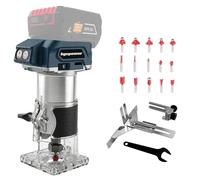 Fresadora de batería para Bosch 18 V con motor sin escobillas de 30000 RPM | Fresa de bordes de 5 niveles, fresadora inalámbrica para madera con 6,35 mm de diámetro, con 15 fresas de 1/4 pulgadas para