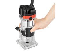 Fresadora de cantos, 800 W, 30000 rpm, con guía de rodillos y maletín, para madera, color negro