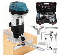 Fresadora de cantos con una mano, fresadora multifunción de madera, 1000 W, fresa de metal duro, 15 piezas de 6,35 mm + 1 pieza de 8,00 mm, 30000 rpm