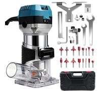Fresadora de Madera Rebajadora Eléctrica, 1000W Fresadora de Cantos de Mano Portátil con 6 Velocidades Variables, Recortadora Fresadora Vertical, con 16 Piezas de Router Bits para Talla de Recorte