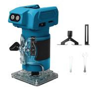 Fresadora de superficie compatible con batería Makita 18V, set de fresadora sin escobillas de 5 velocidades de 800W, llave de sujeción de 6,35 mm, fresadora de batería de 30.000 rpm para trabajar la