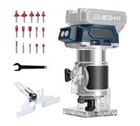 Fresadora Eléctrica para Madera compatible con Bosch de 18 V, 800 W Brushless Recortadora Inalámbrica Cortadora de Madera Enrutador con 5 velocidades, recortador de madera con batería (sin batería)