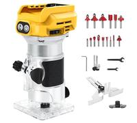 Fresadora Eléctrica para Madera compatible con Dewalt de 18 V, 1300 W Brushless Recortadora Inalámbrica Cortadora de Madera Enrutador con 6 velocidades, recortador de madera con batería (sin batería)