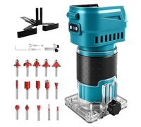 Fresadora inalámbrica compatible con batería Makita de 18 V, 850 W, 30.000 rpm, cortador de madera sin escobillas con 6 velocidades para trabajar la madera con 15 fresas de 1/4" (sin batería)