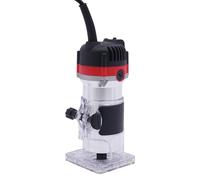 Fresadora manual eléctrica con carcasa de aluminio, 800 W, 30.000 rpm, fresadora manual con maletín y accesorios para trabajar bordes, negro/rojo