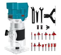 Fresadora multifunción a batería para Makita 18 V batería, con 15 brocas de enrutador de 1/4" (sin batería, sin cargador)