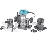 Extol Industrial Fresadora multifunción 710 W, 6/8 mm, regulador de velocidad, tope paralelo, adaptador de extracción, placas base variables.