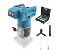 Fresadora recargable compatible con batería Makita de 18 V (sin batería), 800 W, recortadora de madera sin escobillas con 10000 - 30000 rpm, 5 velocidades, guía recta y 15 brocas, fresadora manual