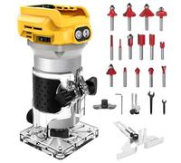 Fresadora superior Compatible con la batería Dewalt 20V, fresa sin escobillas de 1300W, recortadora, fresa de una mano de 6 velocidades, rueda guía, guía recta, 15 fresas y 2 llaves (sin batería)