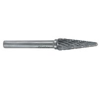 Fresas de metal duro con forma de cono redondo, ideales para fresado de alta precisión en materiales duros.