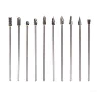 Fresas giratorias de carburo sólido, 10 piezas de 3 x 6 x 100 mm, limas extendidas de corte individual/doble, vástago de 1/8 pulgadas para metal y madera (corte único)