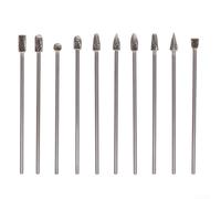 Fresas giratorias de carburo sólido, 10 piezas de 3 x 6 x 100 mm, limas extendidas de corte único/doble, vástago de 1/8 pulgadas para metal y madera (doble corte)