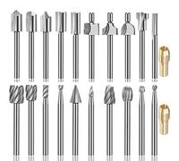 Fresas para metal - Fresas para Accesorios para Herramientas Rotatorias, 22Pcs Fresas HSS Encaminamiento Router Bits con Vástagos de 1/8” para bricolage, Carpintería, Tallado en metal