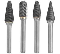 Fresas rotativas de metal duro, 4 unidades, cabeza 12 mm y vástago 6 mm - acabado superfino, doble corte, amplio uso en taller industrial y bricolaje