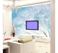 Frescas Y Hermosas Flores Azules Y Blancas Papel Pintado 3D Seda De Lujo Pared Estudio Comedor Sofa Dormitorio Madera Salon Tv Decorativo-300cm×210cm