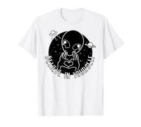 Fresco Alien Amigo proclamando Amor Propio - Divertido Alien OVNIs Camiseta gráfica económica, Hombre, Blanco, M