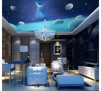 Fresco Azul Planeta Universo Luna 3D Papel Pintado Pared Fácil Instalación Oficina Sala Estar Sofá Dormitorio TV Fondos Decoración-150cm×105cm