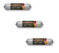 FRESCO Barf Salchichas completo de menú salvaje con calabaza, manzana y arándanos | Pack de 3 | 3 x 400 g | Comida húmeda para perros | Para apoyar el sistema inmunológico y la digestión