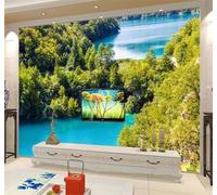 Fresco Bello Bosque Lago Paisaje Imagen 3D Papel Pintado Tapiz Textura de Seda Oficina Comedor Sofá Dormitorio Sala Estar TV Fondo Pantalla-430cm×300cm