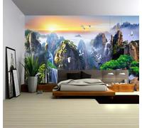 Fresco Bello Cumbres Cascadas Paisajes Papel Pintado 3D Seda Texturizada Primera Calidad Neutros Material Ideal Para SalóN Dormitorio-150cm×105cm