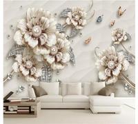 Fresco Bello Delicado Lujoso Joyas Flores 3D Papel Pintado Tapiz Textura de Seda Oficina Comedor Sofá Dormitorio Sala Estar TV Fondo Pantalla-400cm×280cm