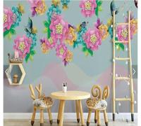 Fresco Bello Dibujado A Mano Flores Mariposas 3D Papel Pintado Tapiz Textura de Seda Oficina Comedor Sofá Dormitorio Sala Estar TV Fondo Pantalla-430cm×300cm