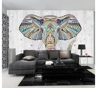 Fresco Bello Estilo Étnico Elefante 3D Papel Pintado Tapiz Textura de Seda Oficina Comedor Sofá Dormitorio Sala Estar TV Fondo Pantalla-250cm×170cm