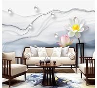 Fresco Bello Loto Paisaje Flores 3D Papel Pintado Tapiz Textura de Seda Oficina Comedor Sofá Dormitorio Sala Estar TV Fondo Pantalla-430cm×300cm